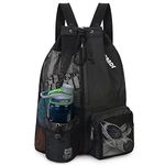 WANDF Swim Bag Mesh Drawstring Backpack with Wet Pocket for Swimming, Gym, and Workout Gear