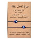 Shonyin Handmade Evil Eye Bracelets Set with Card Red String Bracelet Kabbalah Protection Luck Amulet for Women Men Family Friends, 10 inch, Nylon