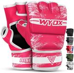 WYOX MMA Gloves Grappling Sparring, Boxing Gloves Men Women Muay Thai Martial Arts Training, Half Finger Adjustable Mitts Wrist Support Kickboxing Gloves, Cage Fighting Punching Bag Gloves