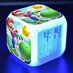 Wonlonda Super Mario 3 inch Small Size Mini LED Digital Boys Anime Alarm Clock Kids Bedroom Decor Date,Time,Temperature