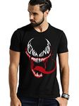 VIKCLIQUE Venom Printed Half Sleeve Round Neck Black T-Shirt for Men's/Boy's