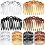 16 Pieces Women Hair Comb Accessories French Hair Side Combs Plastic Twist Decorative Comb Hair Clips Bridal Wedding Veil Teeth Hair Combs for Women(Black, Transparent, Light Coffee, Dark Coffee)