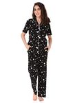 Masha Women's Cotton Starred Pyjama Set (Pack of 1) (NSPJ-Galaxy-Blk-1758-XL_Black_XL)