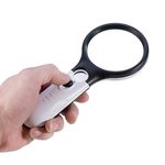 Simply Silver - New 100x Handheld Magnifying Glass Reading Lens 3 LED Light Jewelry Loupe