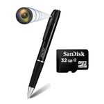 PKST Pen Camera 4k Full HD 1080p Video and Audio Recorder, 32GB Memory Card (Included) HD Video Recording 90 Minutes, Pen Camera Portable - V8 Black Indoor (Pen Camera 32gb)