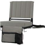 Stadium Seats for Bleachers with Back Support and Wide Padded Cushion, Portable Folding Bleacher Chairs with Backrest and Shoulder Strap, Perfect Bleacher Cushion for Sports Event (1 Pack, Grey)