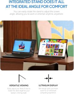 ARZOPA 15.6" FHD Portable Monitor  – IPS, USB-C & HDMI, Kickstand