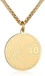 Susook Basketball Number Necklace for Boys Gold Stainless Steel Basketball Pendant Sport Jewelry Gifts for Men