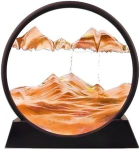 Jiyikua 3D Quicksand Decor; Moving Sand Art Picture Liquid Motion Cool Gadgets Flow Sand Art Pictures for Adults Painting Sandscape Sandelier Round Hourglass Decorative Calming Office Decor for Men