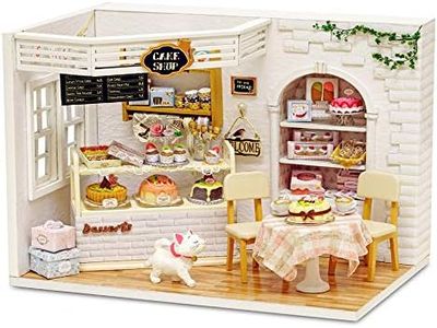 piberagi DIY Miniature Dollhouse Kit, 1:24 Scale Creative Room Mini Wooden Doll House with Furniture Plus Dust Proof for Kids Teens Adults(Cake Diary)