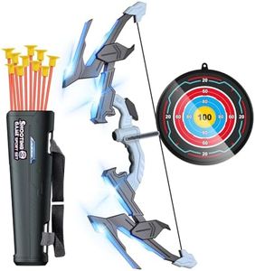 Yanlly Bow and Arrow, Led Light Up Kids Bow and Arrow Set with 10 Suction Cup Arrows, Archery Target & Arrow Case, Indoor Outdoor Toys for Boys Girls Ages 3-5 4-6 6-8 8-10 8-13