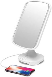 iHome 7" x 9" Reflect ll iCVBT3 Adjustable Vanity Mirror, Makeup Mirror with Bluetooth Audio, Hands-Free Speakerphone, LED Lighting, Siri & Google Support USB Charging, Flat Panel LED Lighting (White)