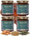 NEESHI Functional Dark Cacao Ritual 4 Pack – Hormone Balancing Superfood Chocolate Spread – Low Sugar Gluten-Free All Natural – Organic Chocolate, Coconut Sugar Organic – PMS, Menopause Relief – 28 Servings