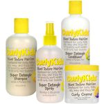 CurlyKids Mixed Hair HairCare Set Super Detangling Shampoo 8.0 Ounce, Conditioner 8.0 Ounce, Spray 6.0 Ounce, Curly Crème Conditioner 6.0 Ounce - 4-Pack