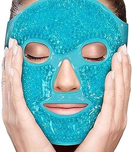 PerfeCore Facial Mask Get Rid of Puffy Eyes Migraine Relief, Sleeping, Travel Therapeutic Hot Cold Compress Pack Gel Beads, Spa Therapy Wrap for Sinus Face Puffiness Headaches Gel Mask