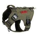 OneTigris Tactical Dog Harness Vest, Military Dog Harness for Large Medium Dogs,No-Pull Service Dog Vest with Hook & Loop Panels,Adjustable Dog Vest Harness for Walking Hiking Training (M, Green)