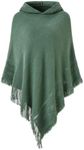 Ferand Ladies' Hooded Cape with Fringed Hem, Crochet Poncho Knitting Patterns for Women, One Size, Light Green