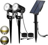 T-SUN Solar Spot Lights Outdoor Garden, Set of 2 1-LED 6000K White Solar Lights Outdoor Garden for Pathway Patio Gate Fence Garden Yard Driveway Porch Walkway