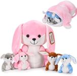 Stuffed Bunny for Baby - Mommy Bunny and 4 Adorable Baby Rabbit - Multicolored Bunny Plush Toy for Kids - Cute Bunny Plush Toy - Perfect as Pillow and Play Companion - Gift for Children