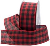 Royal Imports Buffalo Checkered Plaid Gingham Ribbon, for Floral, Craft & Holiday Decoration, 2.5" (#40) - 25 Yard Roll (75 FT Spool) - Red/Black