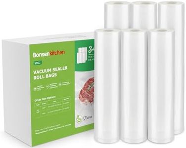 Bonsenkitchen Vacuum Sealer Rolls Bags, 6 Pack 3 Rolls 11" x 16' + 3 Rolls 8" x 16' Commercial Grade BPA Free Bag Rolls, Durable Customized Size Food Vac Bags for Storage and Sous Vide Cooking VB22