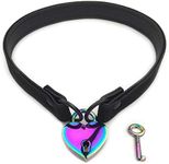 Succuba Padlock Choker Collar Necklace Lolita Collar Cat Kitty Velvet Necklace with Lock and Key For Women and Men, Velvet, not known