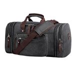 EKOROMIER Canvas Expandable Duffle Bag for Men Traveling, Luggage Travel Bag Weekender Overnight Bag,Mens Gym Carry on Duffel Bags（Dark Grey）