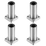 HiPicco Linear Ball Bearings, LMK12LUU 12mm Square Flange Linear Motion Bushing Double Side Rubber Sealed for 12mm Linear Shaft CNC Machine 3D Printer 4 Pack