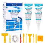 Deuvuo Grey Grout Repair Kit, 12 Pcs Grey Tile Grout Ready Mixed, Tile Adhesive And Grout Tube for Floor Tiles,Bathroom, Shower, Fast Drying Grout Pen Grey - Restore and Renew Grout Line