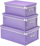 XUCHUN Purple Storage box, Office Storage File Boxes With Lids,Multiple Sizes Purple Foldable Plastic Storage Organizer for Clothes/Shoes/Office/Cosmetic