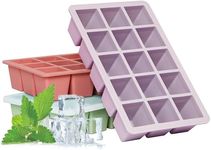 FSDUALWIN Ice Cube Tray with Lid(3 Packs 45 Cubes), Silicone Ice Cube Trays Large Reusable and BPA Free for Whiskey, Cocktail& Wine, Drinks&Baby Food, Freezer, Souper,Dishwasher Safe