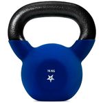 Yes4All Kettlebell, 16KG Solid Cast Iron, Neoprene Coated, Dark Blue for Strength Training