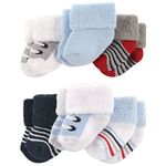 Luvable Friends Baby Girls' Newborn Socks Set, Blue Gray Sneakers, 0-3 Months (Pack of 6)