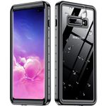 SPIDERCASE for Samsung Galaxy S10 Plus Case Waterproof, [12FT Military-Grade Drop Protection] [IP68 Water Resistance] Full Body Heavy Duty Rugged Shock-Proof Case for Galaxy S10 Plus 6.4"-Black