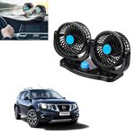 Adroitz Powerful Quiet 2 Speed Rotatable Dual Head Car Dashboard Auto Cooling Air Fan For Nissan Terrano (12V)