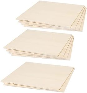 JAPCHET 10 Sheets 300 x 300 x 6mm Basswood Plywood Sheets, 1/4 x 12 Inch Square Wood Boards Unfinished Wood Sheets for Crafts, DIY Wooden Models, Painting, Engraving, Pyrography