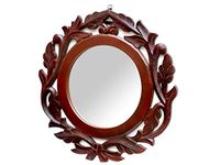 AMAZE SHOPPEE Large Round Mirror, Wall-Mounted Wooden Frame Vanity Mirror (40 CM Round)