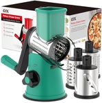 Cheese Grater Rotary, Rotary Grater for Kitchen, Kitchen Grater Vegetable Slicer with 3 Drum Blades, Fast Cutting Cheese Shredder for Vegetables and Nuts