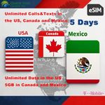 USA Canada Mexico Mobile Travel Plan USA Travel eSIM(5 Days Included) Unlimited Data/Calls/Texts(5-Days eSim Delivered via email Within 1 Hour. Please Disregard The delivery Date)