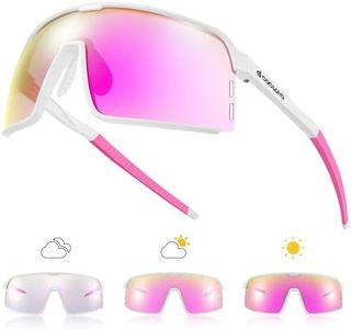 Odoland Lunettes de Cyclisme Photochromique pour Homme Femme Adulte Lunette de Velo Anti UV Lunette de Soleil Velo pour Randonneé Pêche Conduite, Rose