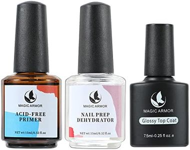 3 pcs Nail Prep Dehydrator and Acid-Free Primer Super Bond Kit,Non Acid No Burn Nail Dehydrator and Primer & Glossy Top Coat for Acrylic Powder and Gel Nail Polish Builder Gel Nail Dehydrator Liquid