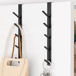 niffgaff Over the Door Hooks, Vertical Over the Door Towel Rack, Over Door Hook, Over the Door Hanger, for Towel and Clothes hangers, Aluminum, Black, 2 Pack