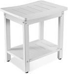 IMZUFULL HDPE Shower Bench Seat,White Shower Stool for Inside Shower,Waterproof Shower Benches with Storage Shelf,Adjustable & Non-Slip,Indoor or Outdoor Use