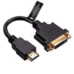 HDMI (M) to DVI-D (F) Lead Adapter (DVI-D Dual Link 24+1) DVI Female to HDMI Male Adaptor With Gold-Plated Connectors 1080P Full HD Converter 15cm