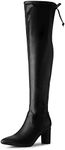 Allegra K Women's Thigh High Chunky Heels Black Over Knee High Boots 9 M US