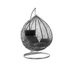 Egg Chair with Cushion Garden Swing Seat Hanging Egg Chair Indoor Outdoor Seating Garden Egg Chair with Sturdy Steel Frame Reading Chair Garden Patio Lounge Hanging Grey Chair Black Cushion