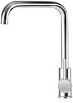 Cefito Kitchen Tap, 360° Gooseneck Sink Mixer Taps Spray Head Rotating Faucet Water Aerator for Home Bathroom Laundry, Brass Body Hot and Cold Switch Silver