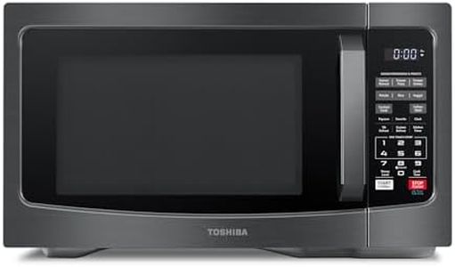 TOSHIBA EM131A5C-BS Countertop Microwave Ovens 1.2 Cu Ft, 12.4" Removable Turntable Smart Humidity Sensor 12 Auto Menus Mute Function ECO Mode Easy Clean Interior Black Color 1100W