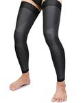 KEKING® Full Leg Compression Sleeves, Unisex, Thigh High Compression Stocking 20-30mmHg Graduated Support for Thigh Calf Knee, Running, Basketball, Reduce Varicose Veins and Swelling, 1 Pair, Black XL