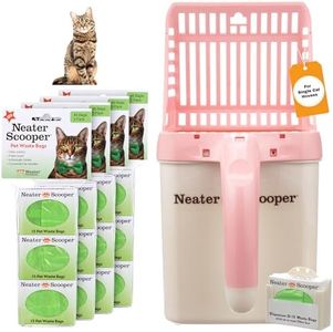 Neater Pets Neater Scooper Standard Size, 195 Refill Bags – Mess-Free Cat Litter Scooper with Bag, Spill-Proof Kitty Litter Scoop with Bin/Scoop Holder